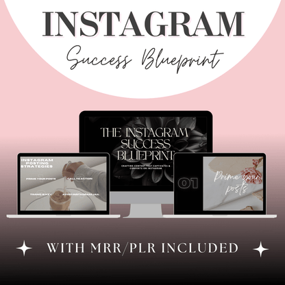 Instagram Success Blueprint course showing multiple screen previews of lessons on Instagram posting strategies, timing, and avoiding IG jail.